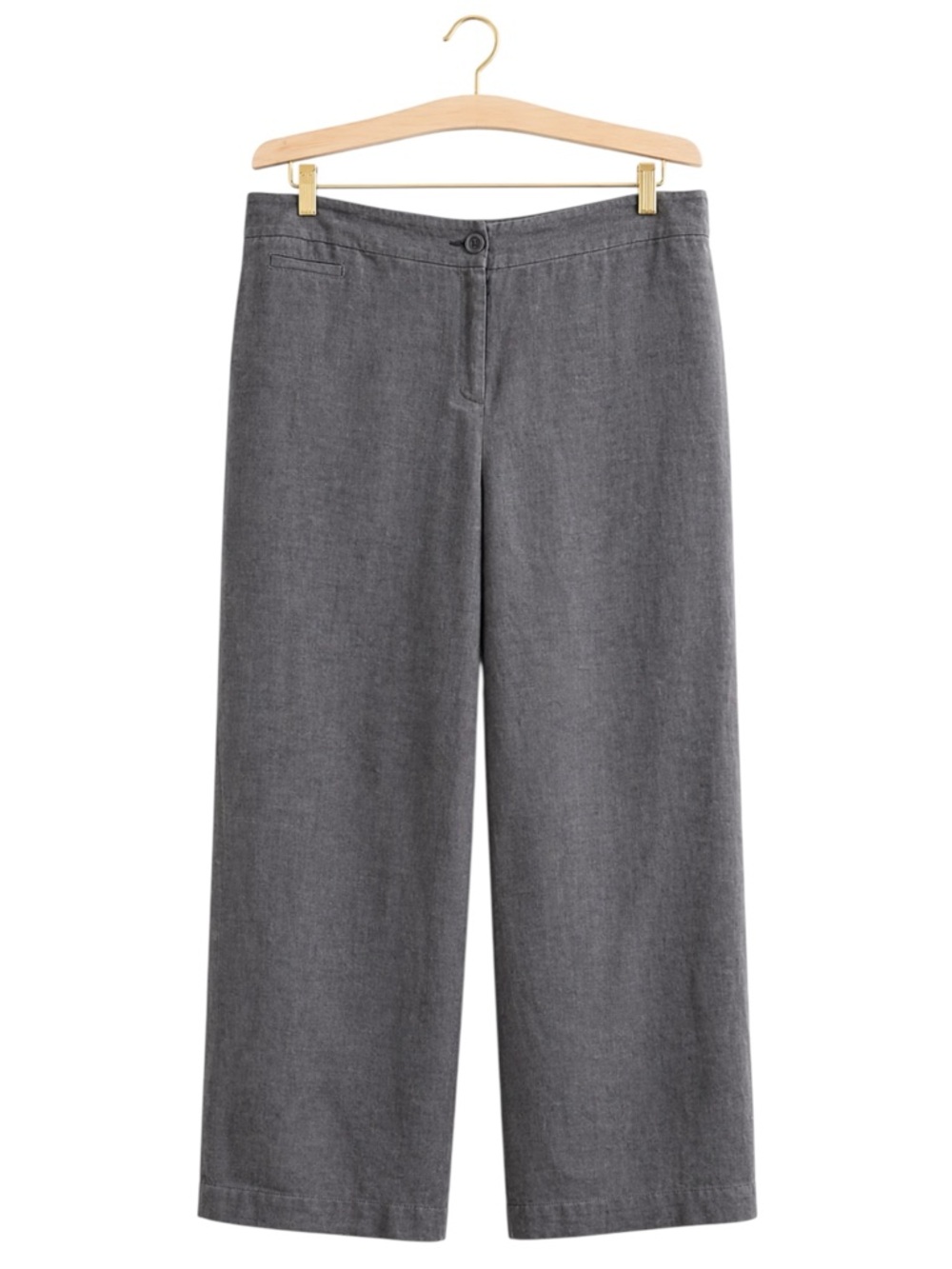Eileen Fisher Womens 100% Linen Wide Leg Pants Large Charcoal Mature Minimalist‎